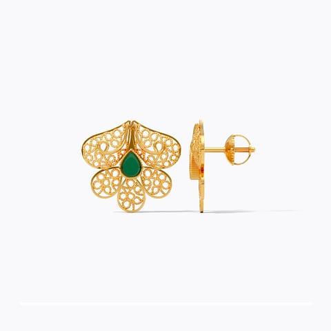 Paisley Kundan 22KT Gemstone Stud Earrings