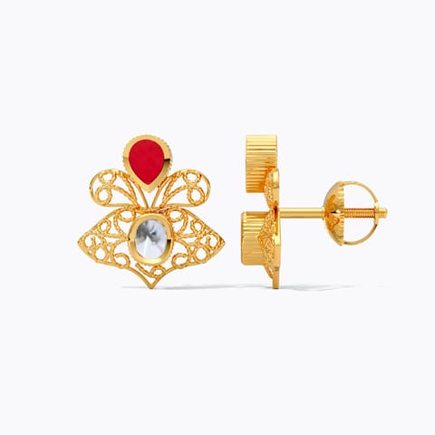 Lattice Kundan 22KT Gemstone Stud Earrings