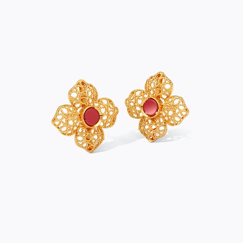 Blooming Kundan 22KT Gemstone Stud Earrings