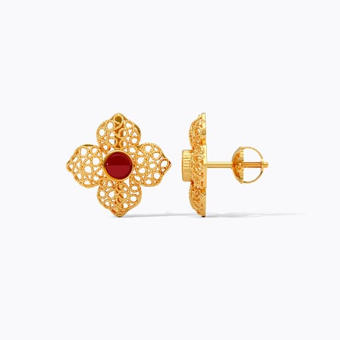 Blooming Kundan 22KT Gemstone Stud Earrings