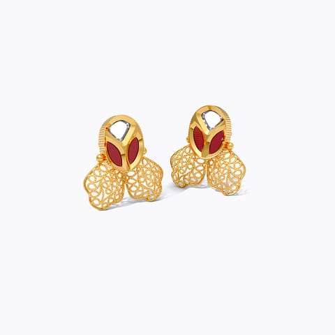 Grille Kundan 22KT Gemstone Stud Earrings