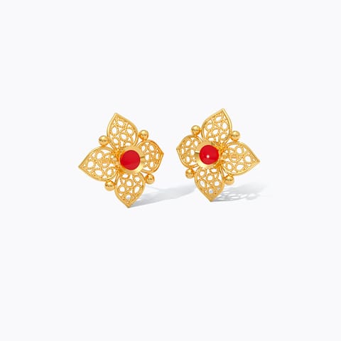 Botanical Kundan 22KT Gemstone Stud Earrings Botanical Kundan 22KT Gemstone Stud Earrings