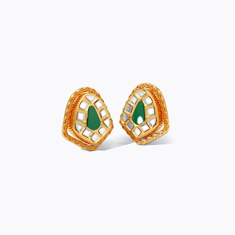 Glorious Kundan 22KT Gemstone Stud Earrings