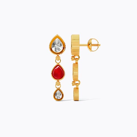 Elegant Kundan 22KT Gemstone Stud Earrings