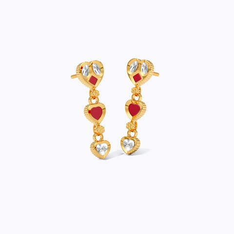 Kundan Hearts 22KT Gemstone Drop Earrings