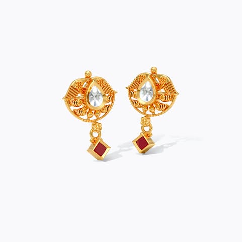 Intricate Kundan 22KT Gemstone Stud Earrings Intricate Kundan 22KT Gemstone Stud Earrings