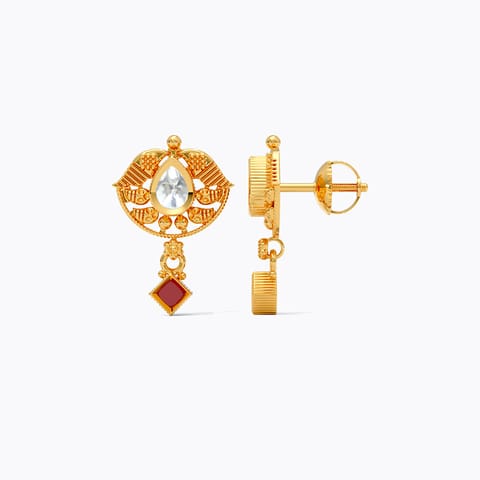 Intricate Kundan 22KT Gemstone Stud Earrings Intricate Kundan 22KT Gemstone Stud Earrings