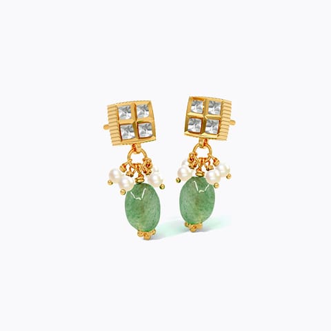 Royal Kundan 22KT Gemstone Drop Earrings