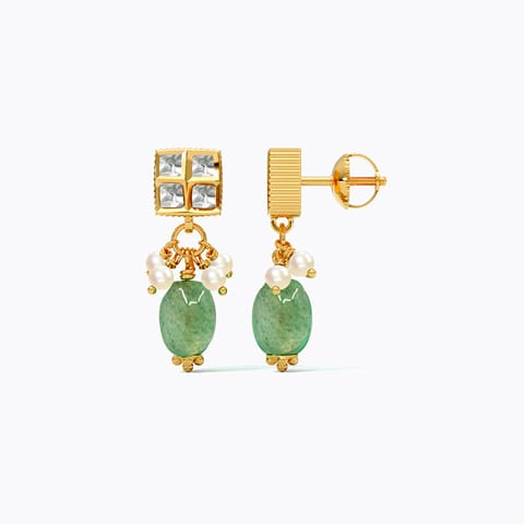 Royal Kundan 22KT Gemstone Drop Earrings