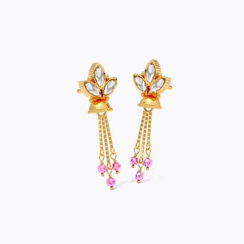 Flowery Kundan 22KT Gemstone Stud Earrings