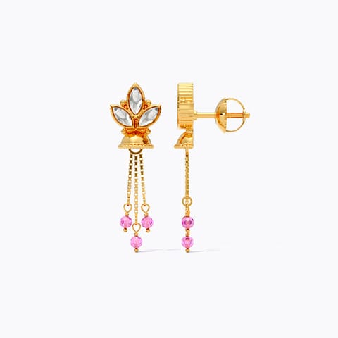 Flowery Kundan 22KT Gemstone Stud Earrings