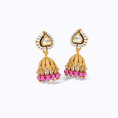Enticing Kundan 22KT Gemstone Jhumki Earrings