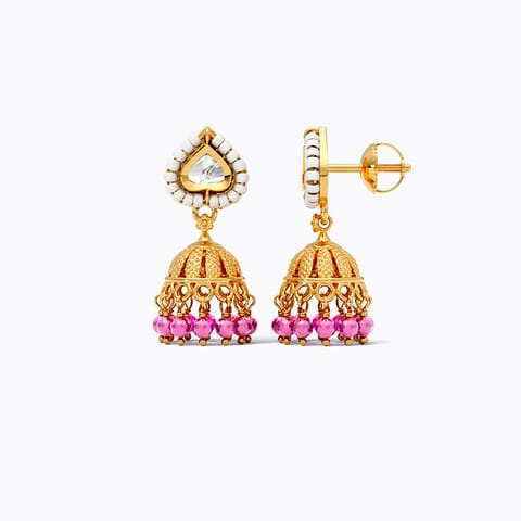Enticing Kundan 22KT Gemstone Jhumki Earrings