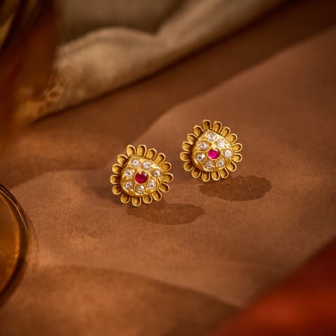 Zarqa 22KT Gemstone Stud Earrings