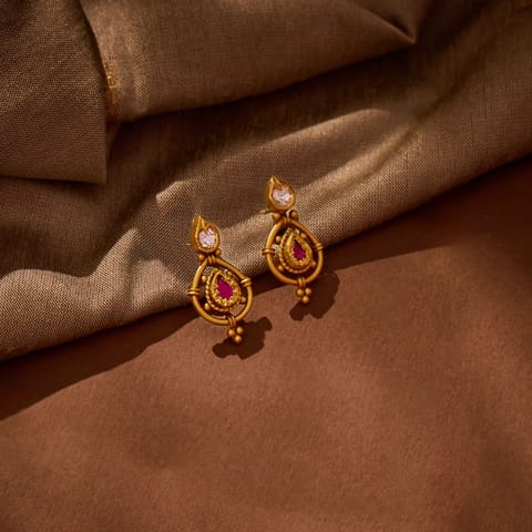 Sheesh Ratan 22KT Gemstone Stud Earrings