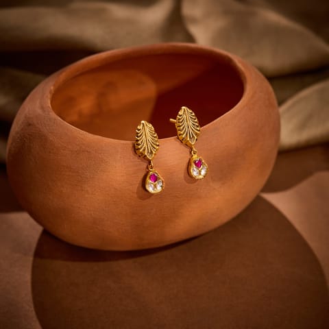 Golen Ripple 22KT Gemstone Drop Earrings