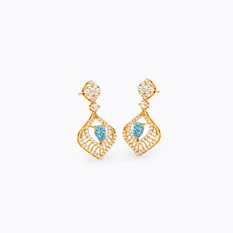 Blue Aura 22KT Gemstone Drop Earrings