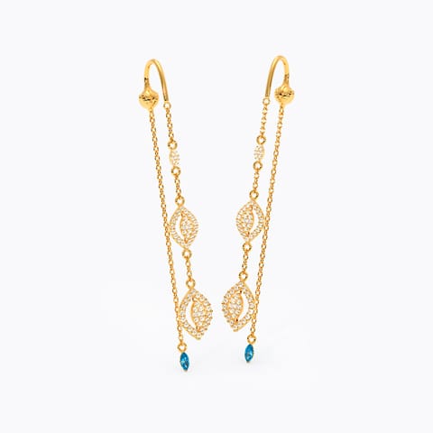 Marquise Halo 22KT Gemstone Sui Dhaga Earrings