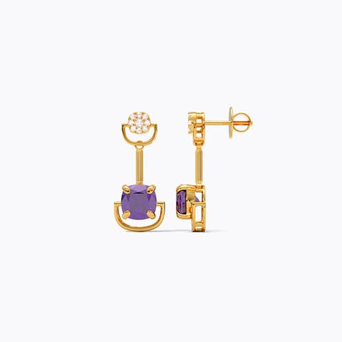 Purple Reverie 22KT Gemstone Drop Earrings