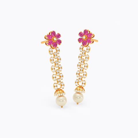 Carmine Bloom  22KT Gemstone Drop Earrings