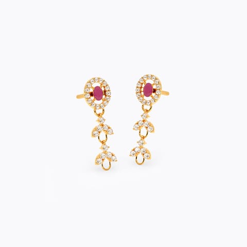 Red Reverie 22KT Gemstone Drop Earrings