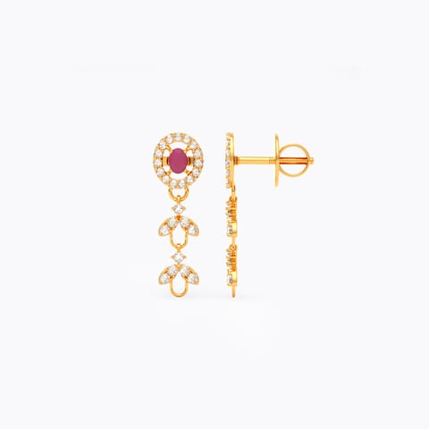 Red Reverie 22KT Gemstone Drop Earrings