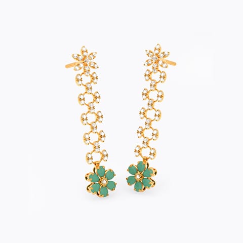 Floral Mint 22KT Gemstone Drop Earrings