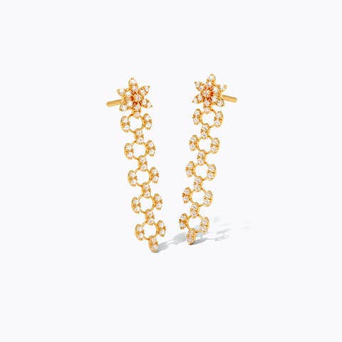 Floral Veil 22KT Gemstone Drop Earrings
