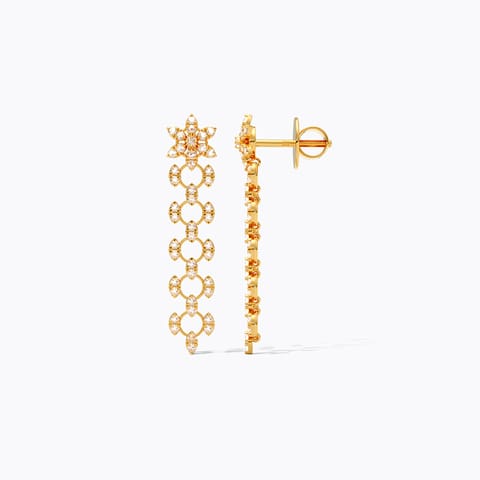 Floral Veil 22KT Gemstone Drop Earrings