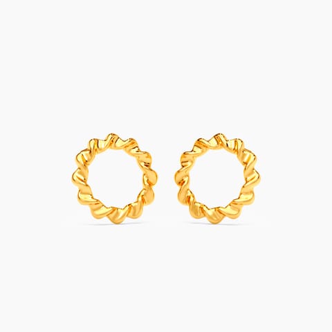 Twirl Orb 22KT Gold Stud Earrings