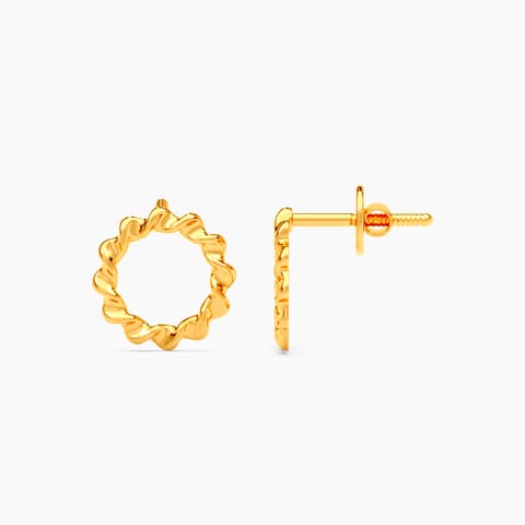 Twirl Orb 22KT Gold Stud Earrings