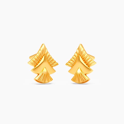 Textured Triad 22KT Gold Stud Earrings