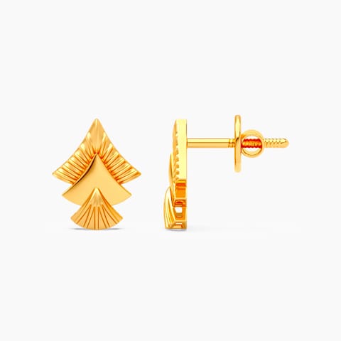 Textured Triad 22KT Gold Stud Earrings