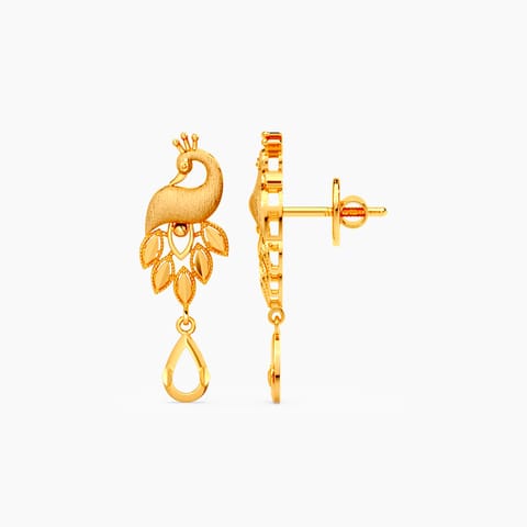 Peacock 22KT Gold Drop Earrings