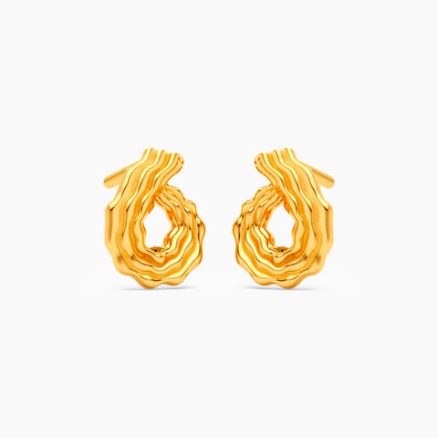Wave Sheath 22KT Gold Stud Earrings