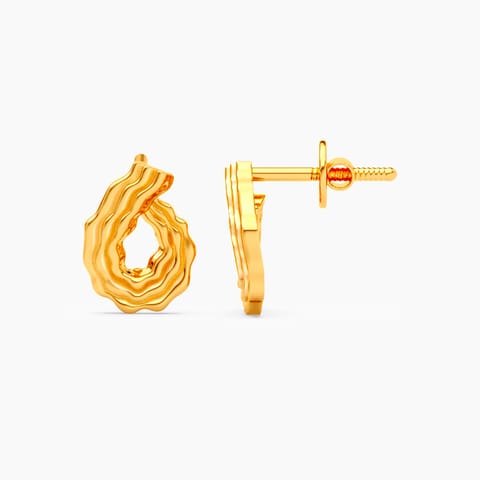 Wave Sheath 22KT Gold Stud Earrings