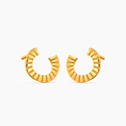 Textured C 22KT Gold Stud Earrings