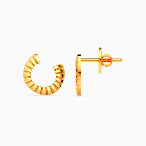 Textured C 22KT Gold Stud Earrings