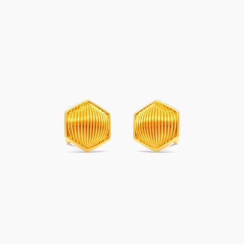 Textured Hexagon 22KT Gold Stud Earrings