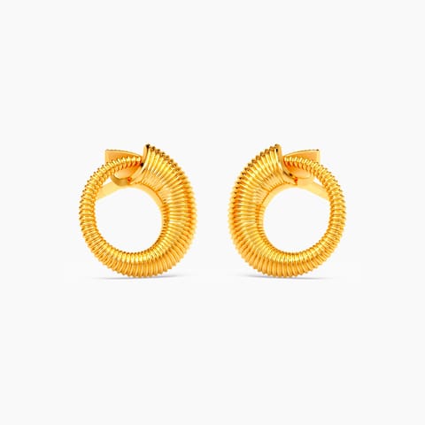 Textured Loop 22KT Gold Stud Earrings