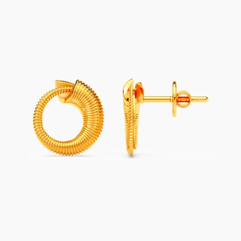 Textured Loop 22KT Gold Stud Earrings