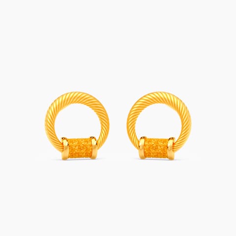 Orb Streaks 22KT Gold Stud Earrings