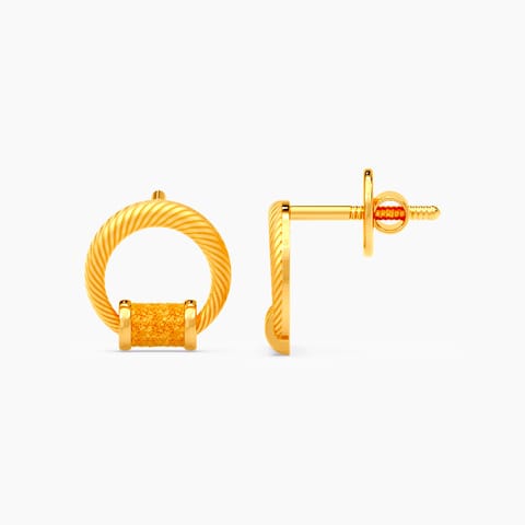 Orb Streaks 22KT Gold Stud Earrings