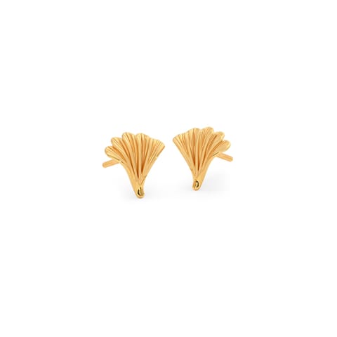 Ginkgo Petal 22KT Gold Stud Earrings