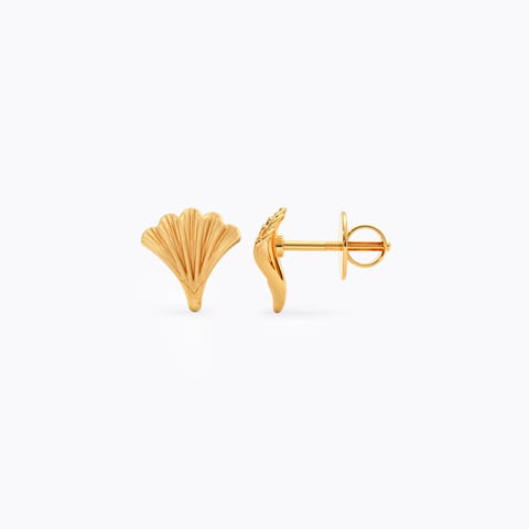 Ginkgo Petal 22KT Gold Stud Earrings