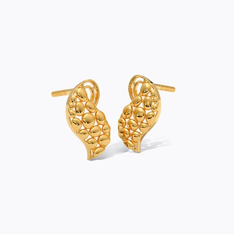 Curl Spot 22KT Gold Stud Earrings