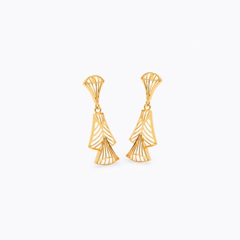Trellis Triangle 22KT Gold Drop Earrings