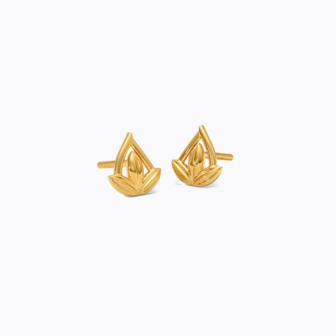 Three Leaf 22KT Gold Stud Earrings