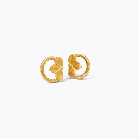 Floral Loop 22KT Gold Stud Earrings