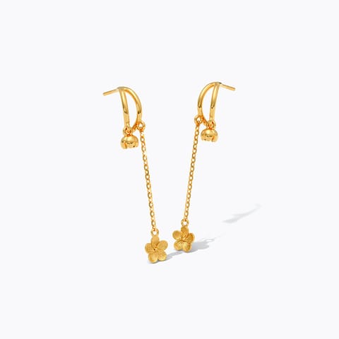 Swaying Blossom 22KT Gold Drop Earrings